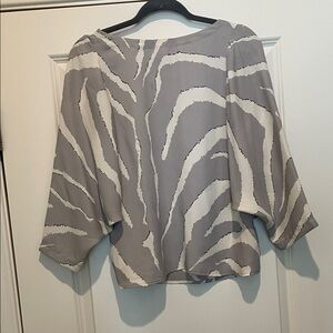 LOFT Gray and Cream Zebra Print Blouse